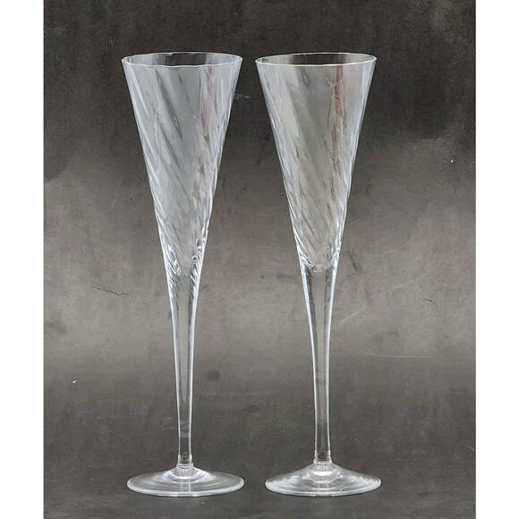 Sasaki Reflections Crystal Clear Wine or Champagne Flute 2 Pc Set FAST SHIPPING - Picture 1 of 11